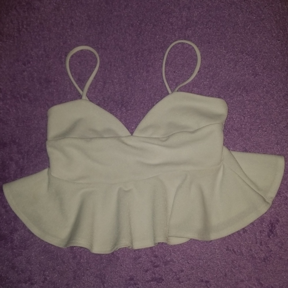 White ruffled crop top